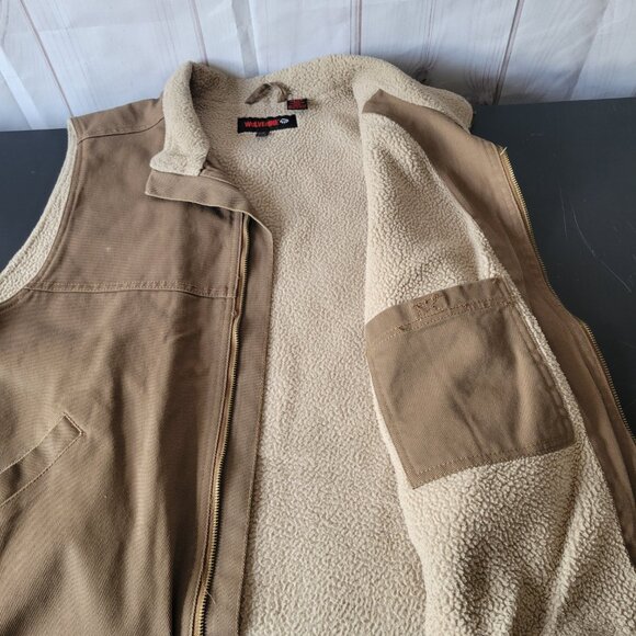 Wolverine 100% Cotton Canvas Sherpa Lined Work Full Zip Vest, Men’s L, Brown, Pl - Picture 8 of 10